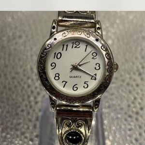 Southwestern ^^^Silver Quartz Watch \  Onyx ** Accents ^^^